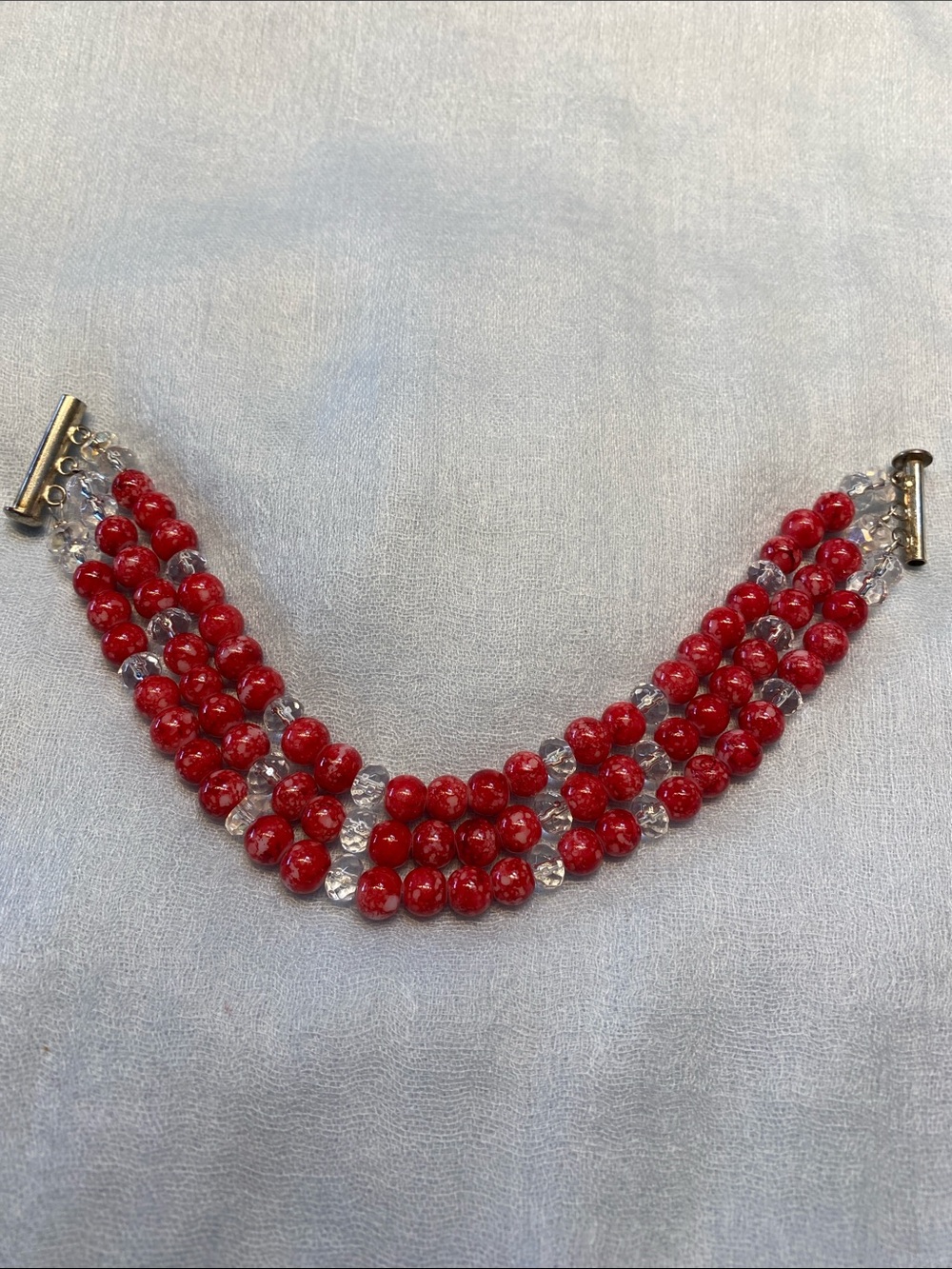 Red Beaded Multi-Strand Bracelet